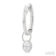 1/3 Ctw Bezel Set Oval Cut Diamond Huggie Earrings in 14K White Gold