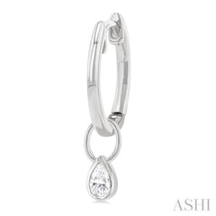1/3 Ctw Bezel Set Pear Cut Diamond Huggie Earrings in 14K White Gold