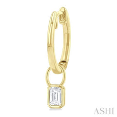 1/3 Ctw Bezel Set Emerald Cut Diamond Huggie Earrings in 14K Yellow Gold