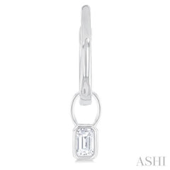 1/3 Ctw Bezel Set Emerald Cut Diamond Huggie Earrings in 10K White Gold
