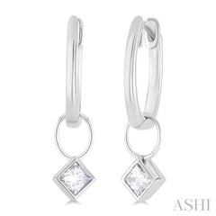 1/3 ctw Bezel Set Princess Cut Diamond Huggie Earrings in 10K White Gold