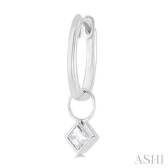 1/3 ctw Bezel Set Princess Cut Diamond Huggie Earrings in 10K White Gold
