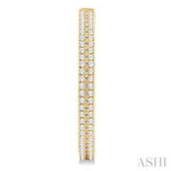 1/3 Ctw Double Row Round Cut Diamond Fashion Half Hoop Earring in 10K Yellow Gold