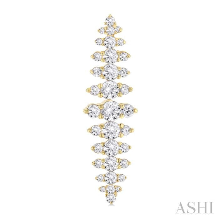 2 Ctw Waterfall Round Cut Diamond Fashion Earring in 14K Yellow Gold