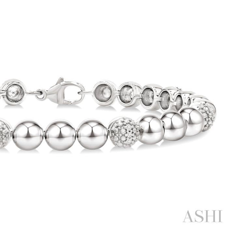 6 MM Bold Bead and 1/5 Ctw Round Cut Bead Bijoux Diamond Fashion Bracelet in Sterling Silver